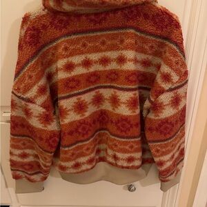Kyodan Orange and Cream Patterned Cowl Sweater